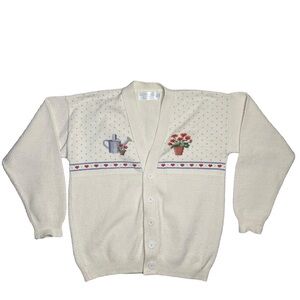 Vintage Cream Embroidered Cardigan